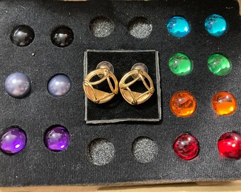 Signed Joan rivers pierced earring set,  7 pairs interchangeable studs