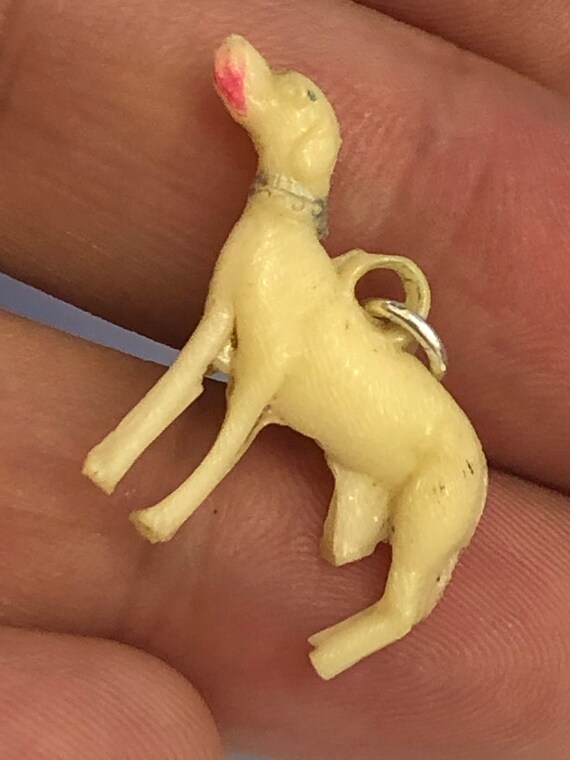 cream dog charm moulded early plastic celluloid v… - image 4