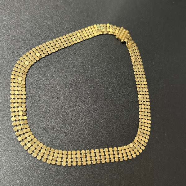 petite neck vintage gold tone Glomesh style chainmail choker necklace