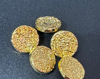 5 x 15mm gold tone round textured coat sleeves buttons