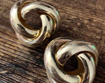 Boucles d'oreilles surdimensionnées en forme de tube doré de 2,5 cm, style années 80, oreilles percées