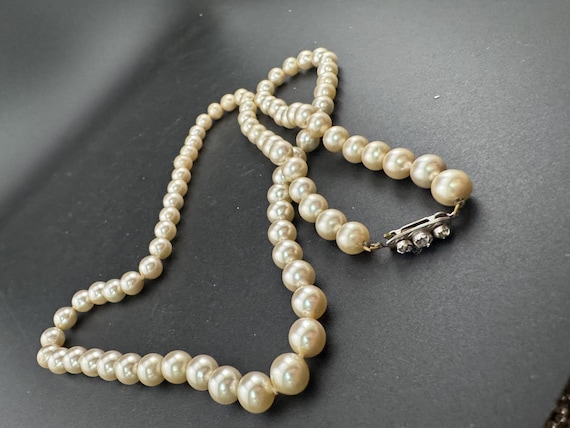 Vintage Style Pearl, Long Cream Knotted Strand Necklace | Faux