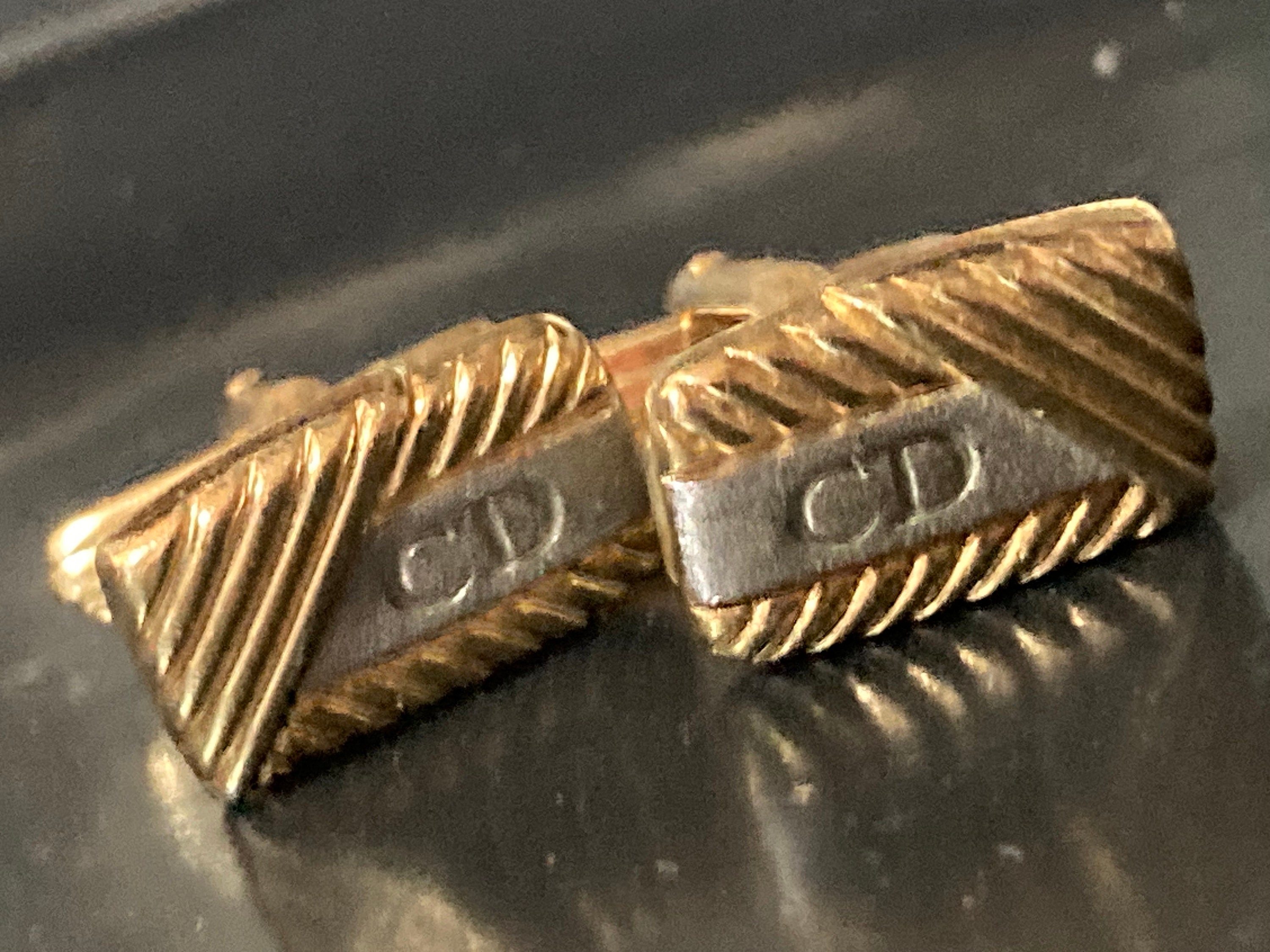 Christian Dior CD logo gold cufflinks