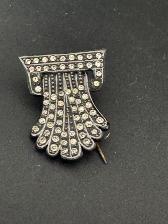 Art Deco Hat Flash Pin, Diamanté Paste Black Early Plastic  display picture 1