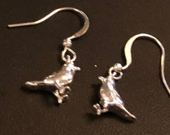 Vintage tiny silver plated garden bird sparrow earrings for pierced ears