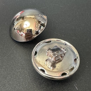 oversized Silver High sheen metal 2.5cm high dome earrings genuine period old True vintage shop stock