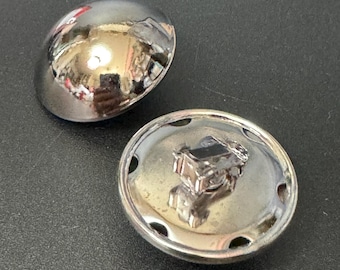 Boucles d&#39;oreilles dôme surdimensionnées en argent : métal vintage très lustré, 2,5 cm