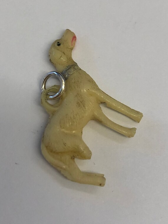 cream dog charm moulded early plastic celluloid v… - image 3