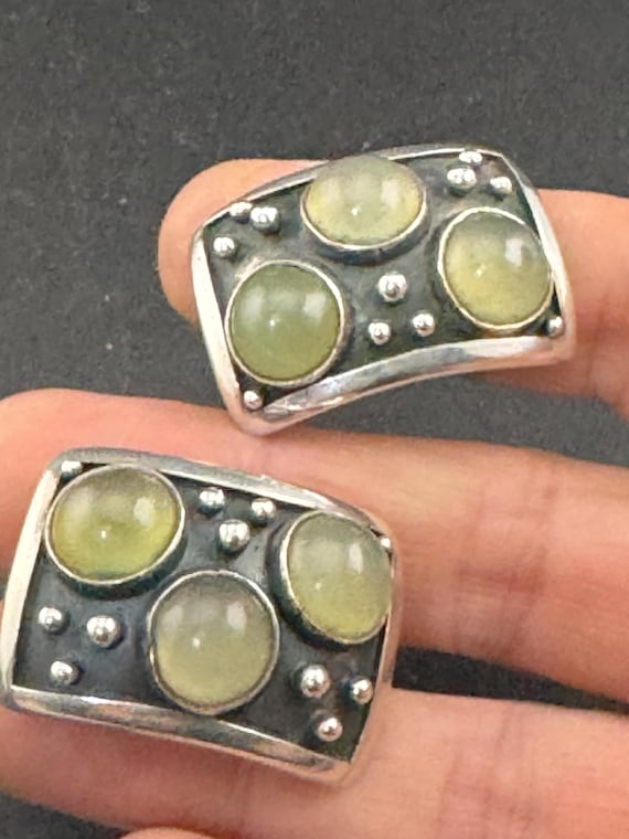 Oversized artisan rectangular pierced stud earrin… - image 1