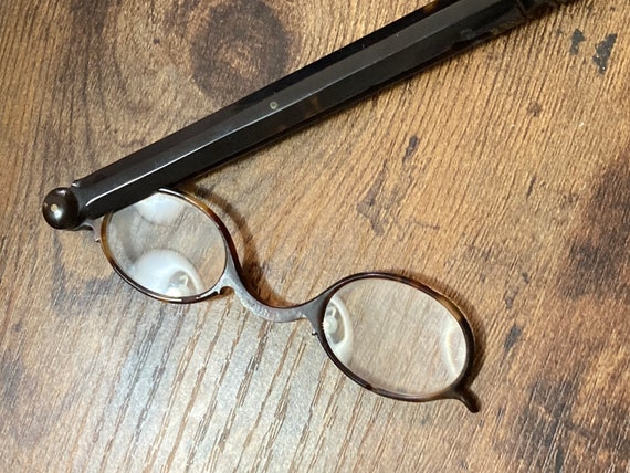 Antique 20cm LORGNETTE glasses faux tortoiseshell… - image 2