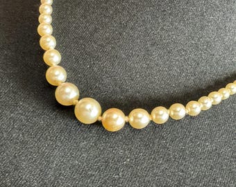 Collier Long En Perles De Verre Dégradé Vert Olive Et Jaune - Vintage - Occasion