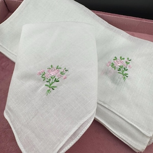 Pañuelos de algodón bordados con motivos florales - Juego de 12 pañuelos vintage