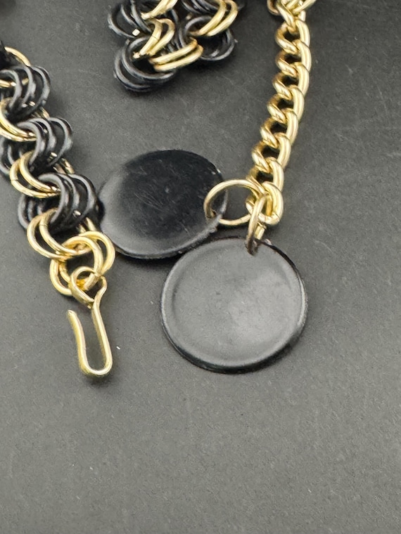 Vintage Black Chain Belt , Lightweight 1960s Gold Tone  display picture 3