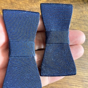 Vintage pair of navy blue GROSGRAIN ribbon BOW shoe clips