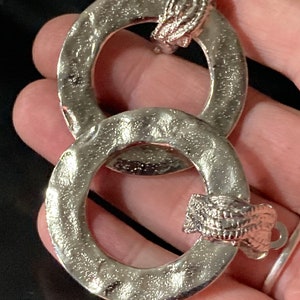 vintage oversized Silver plated 5cm door knocker round clip on earrings