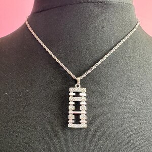 Vintage Brutalist Sterling Silver Pendant Necklace: Abstract Modernist Design