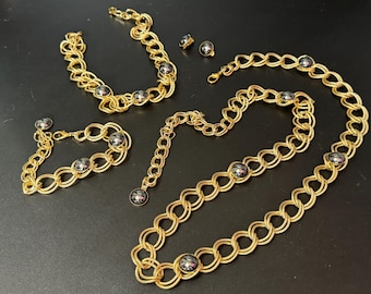 Vintage 90s Gold Metal Oval Link Chain Belt | 40 display picture 1