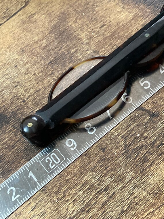 Antique 20cm LORGNETTE glasses faux tortoiseshell… - image 10