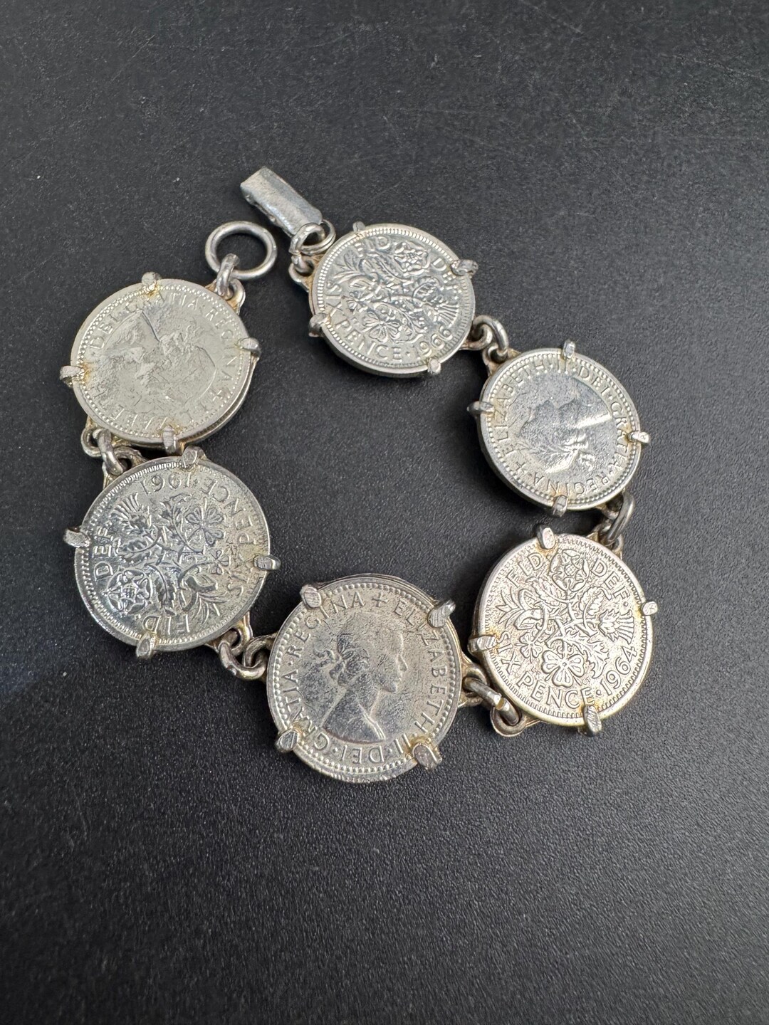 Vintage 1960s Six Pence Silver Coin Bracelet, 6p Coin Jewellery - Etsy ...