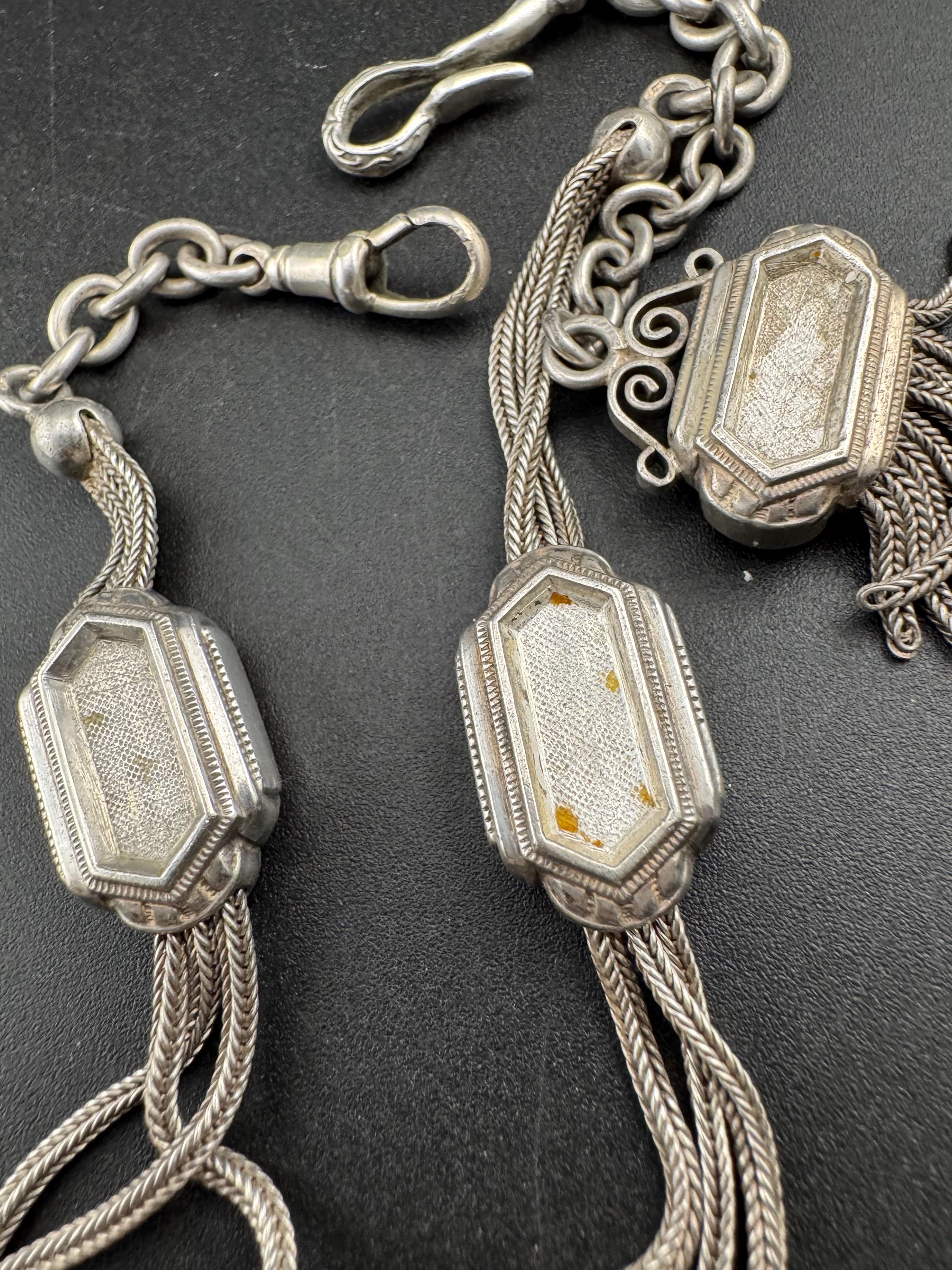 31cm Tassel Chain, Victorian Albertina Guard | Antique Silver