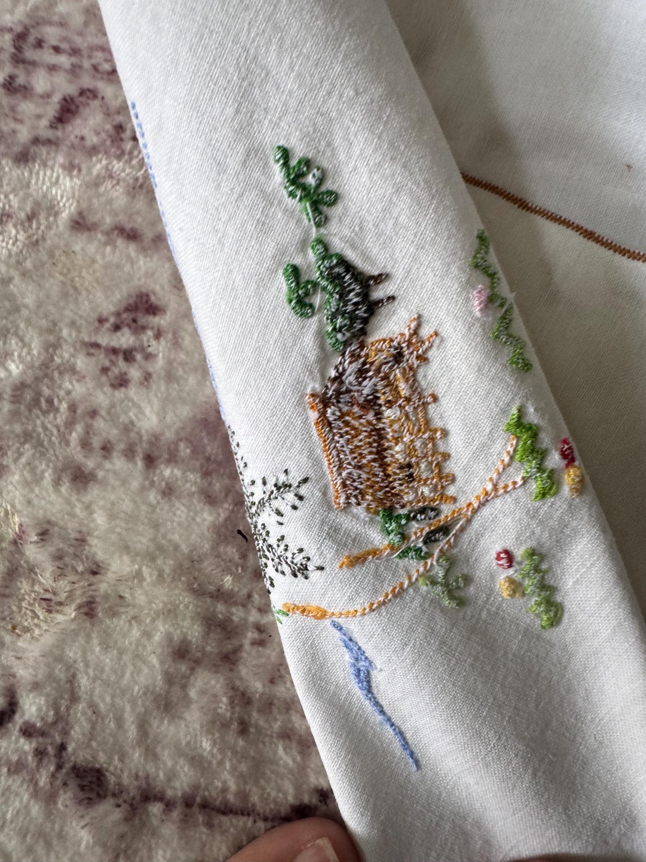 刺繍コットンテーブルクロス：中国風東洋の船の風景 - 79x86 - Etsy 日本