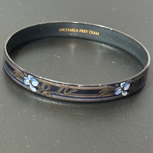 Bracelet Vintage Michaela Frey En émail Floral Rose Et Blanc - Fabriqué En Autriche, Alliage, Signé