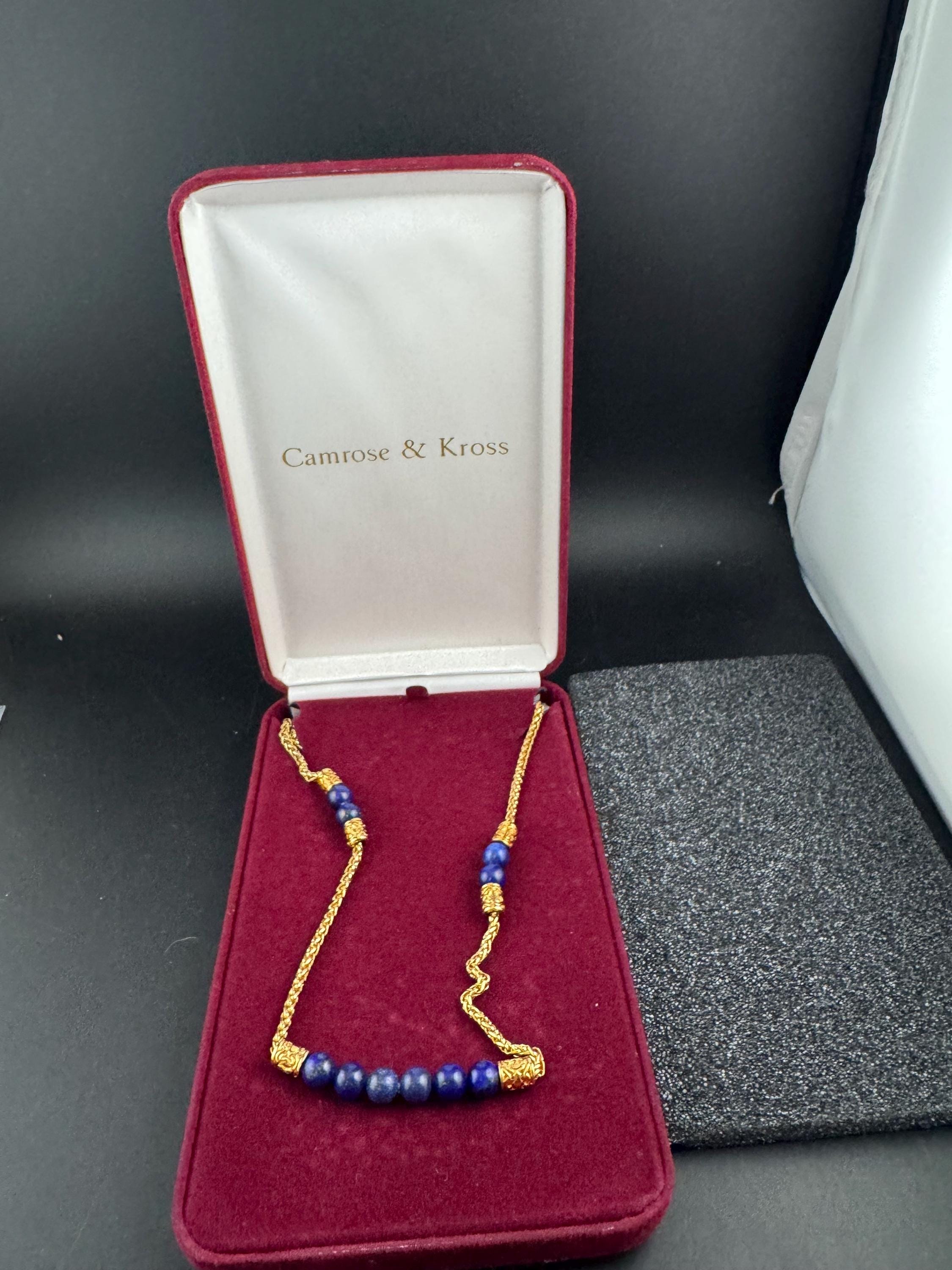 JBK Blue Bead Necklace - Gold Chain Jacqueline Kennedy Style - Etsy