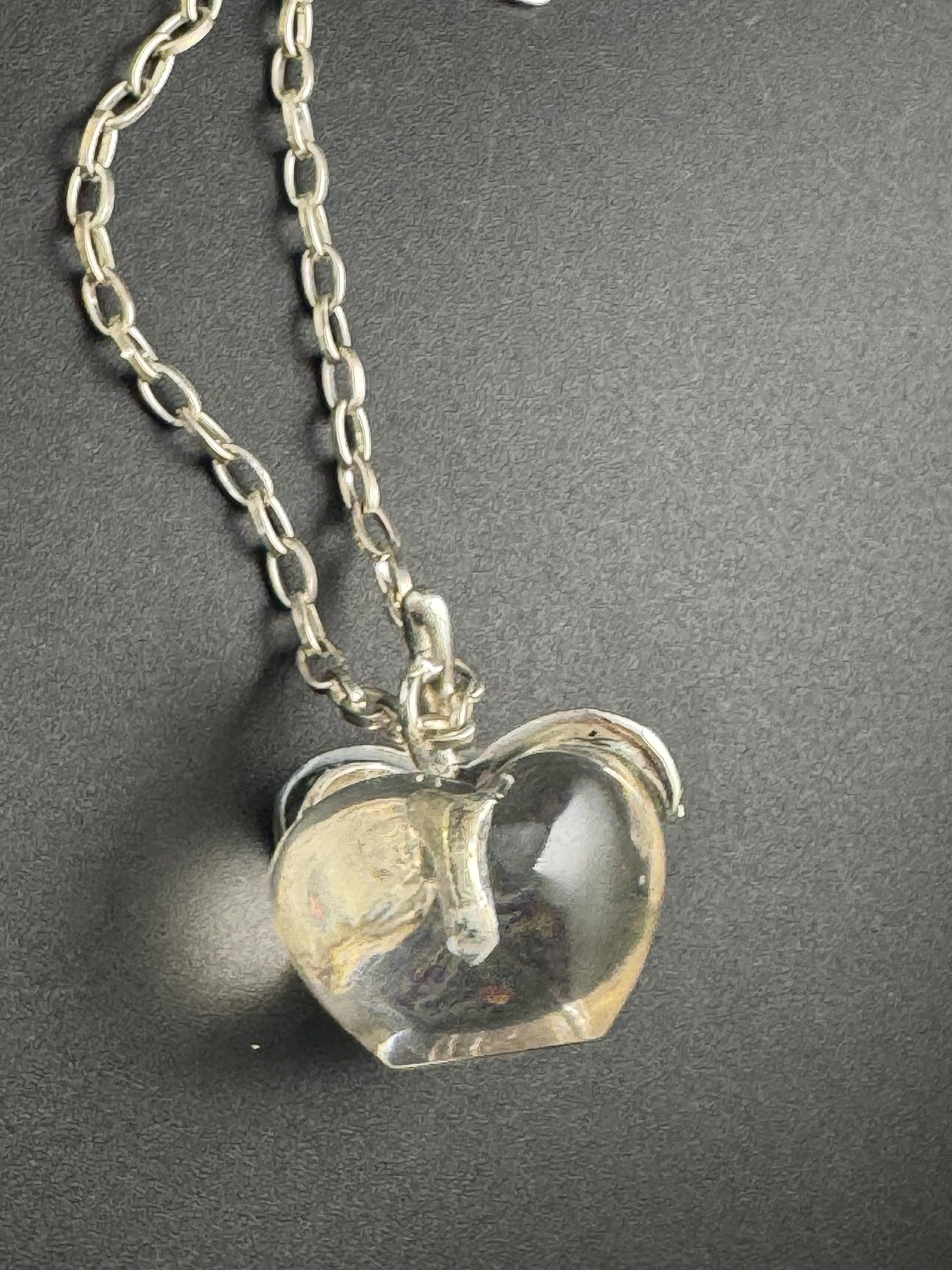 Nina Ricci Clear Acrylic Apple Necklace: 82cm Silver Tone With