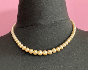 Lotus Cream Glass Pearl Necklace: Silver Clasp, Knotted, 46cm - Etsy