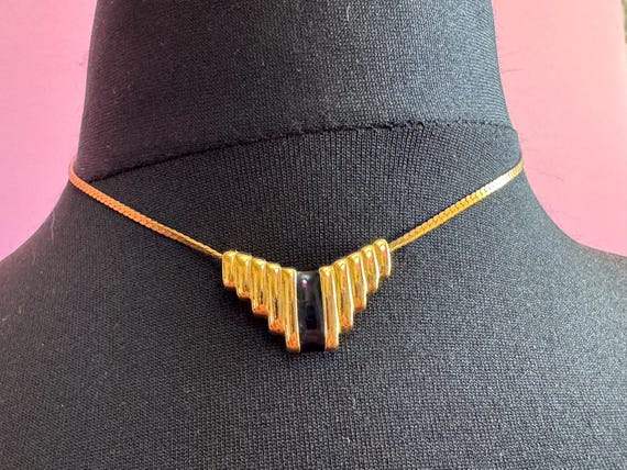 希少！Napier ネックレス NAPIER Black Enamel Choker: Gold Tone Chain, 40cm Signed - Etsy Canada