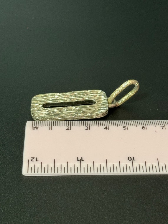 brutalist silver tone metal rectangular textured … - image 2