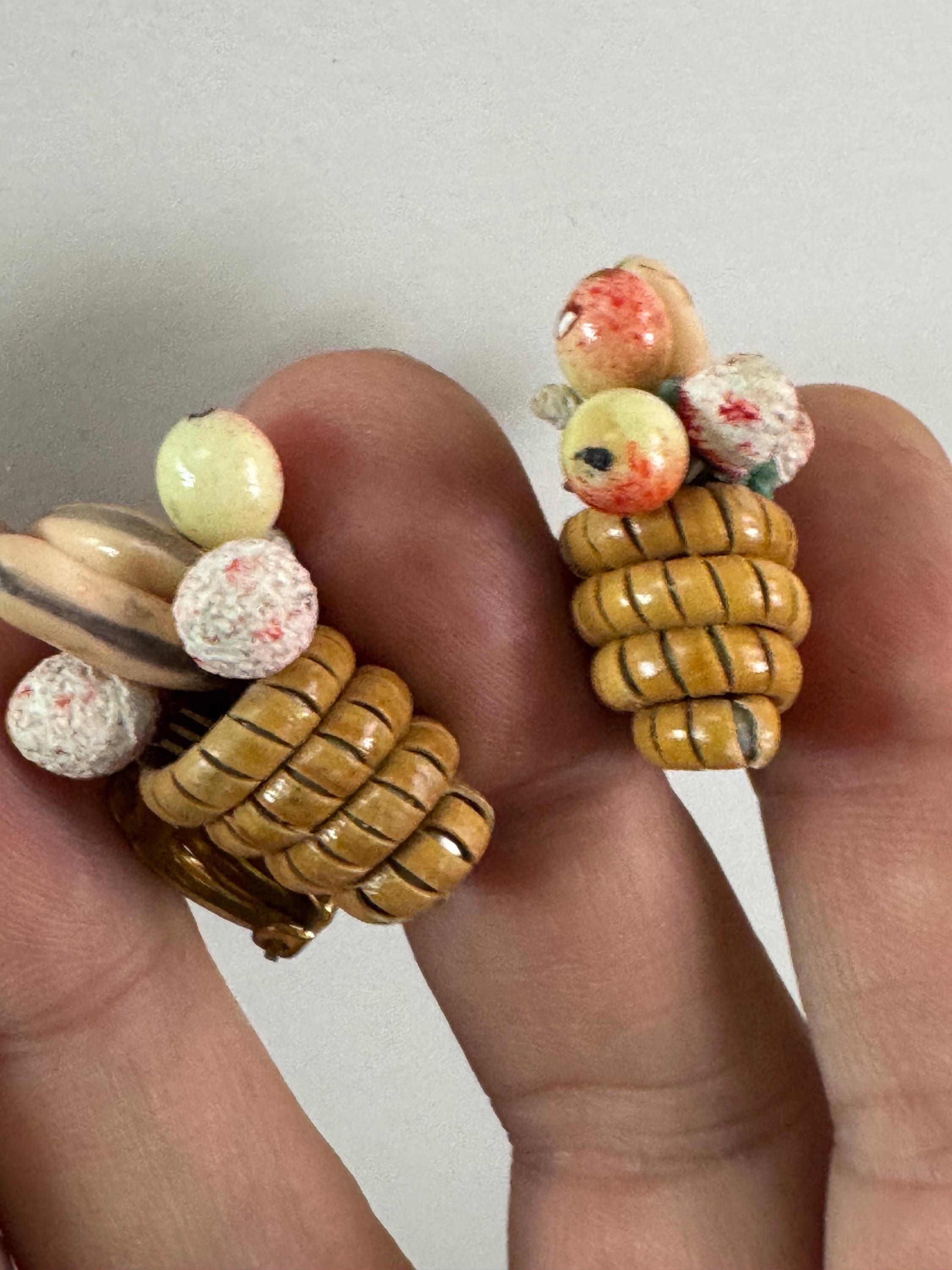 ■VINTAGE HOLLYWOOD■ Fruit Drop Earrings VH2336EA014B Art Deco Vintage Squares Earrings E540 | Sweet Romance