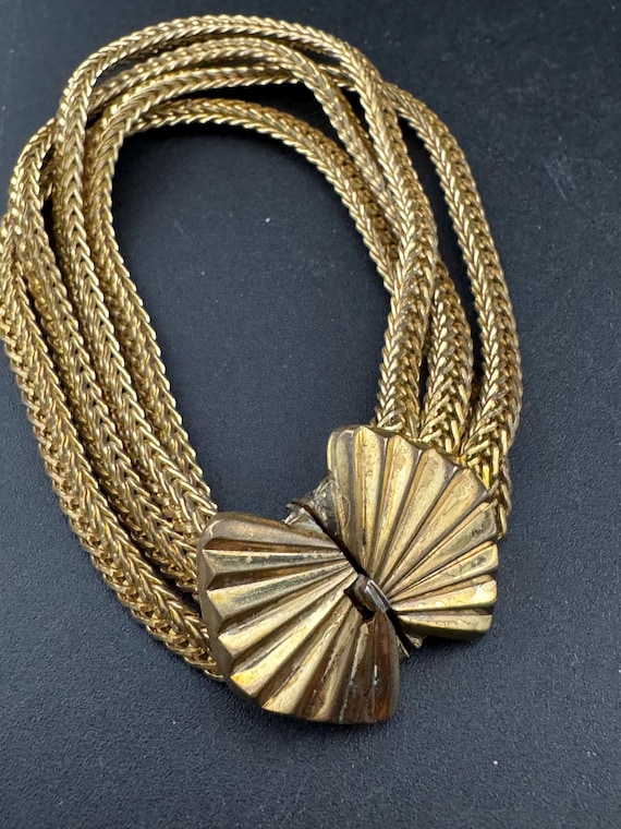 値引【VINTAGE)   Modern Bracelet Art Deco Brass Foxtail Chain Bracelet: 1920s Geometric Multistrand