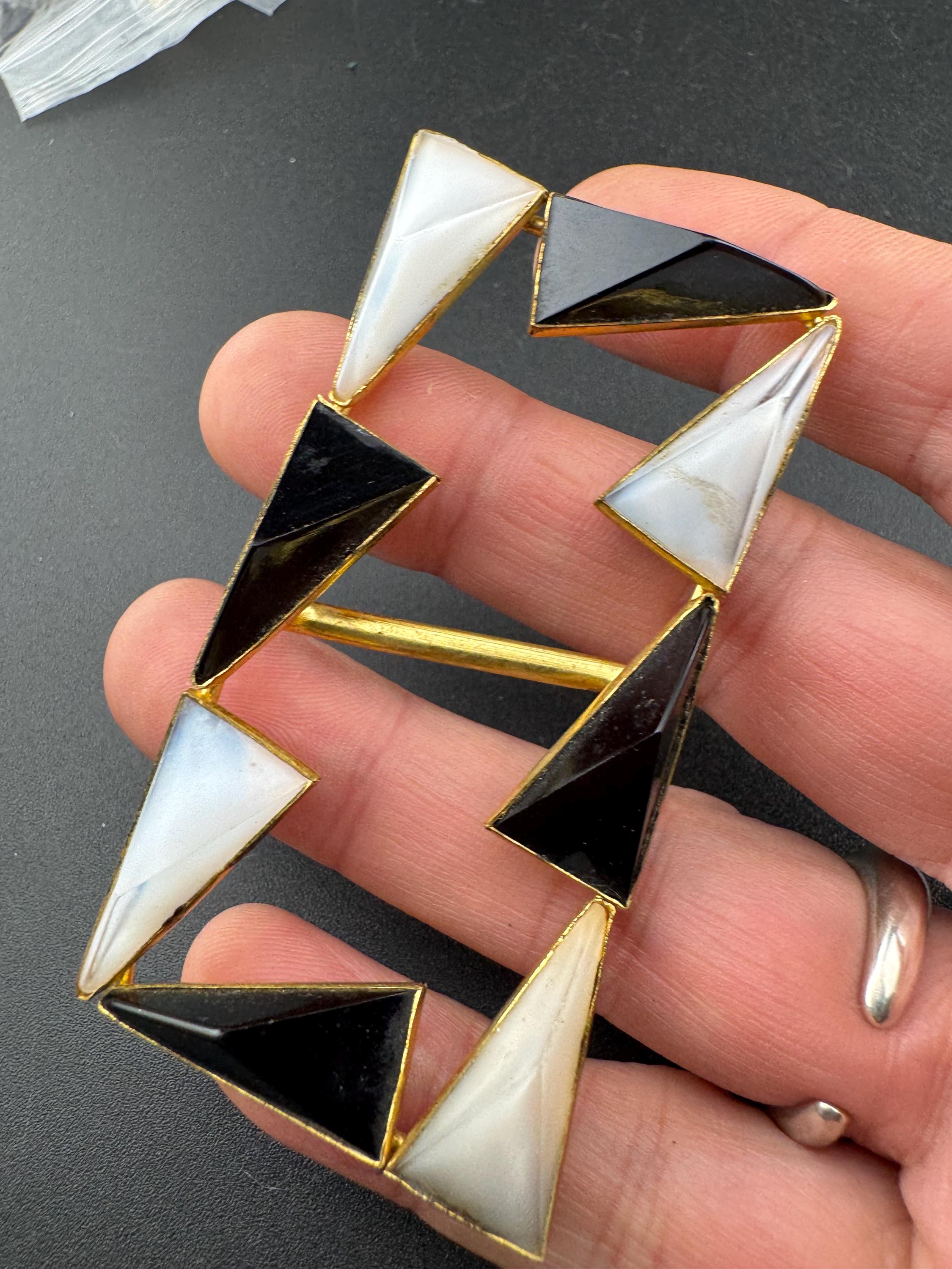 Rectangular Large Antique Art Deco Glass Cabochon Geometric  display picture 1