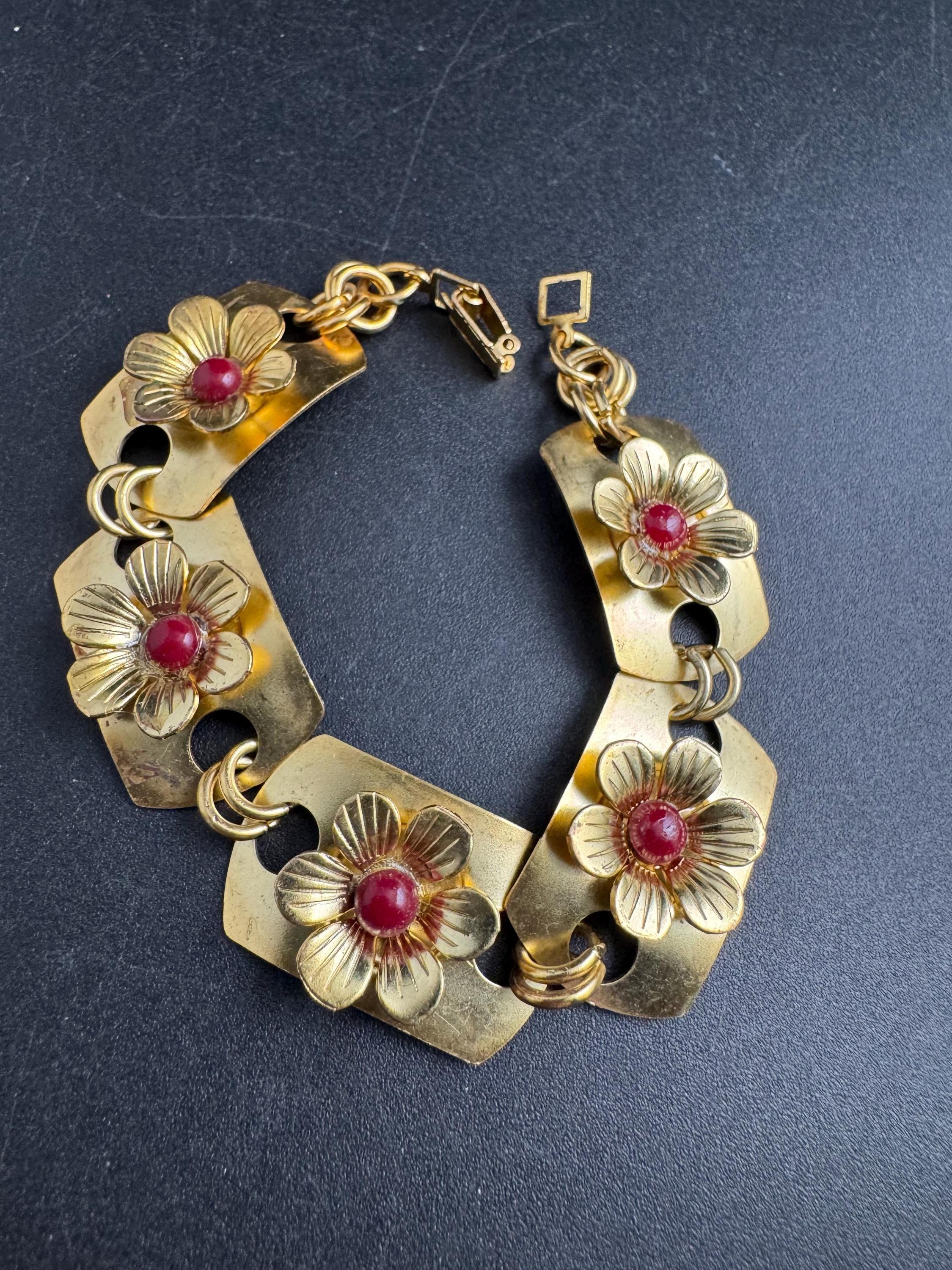 Brighton Art Deco Style Flower Links Panel Bracelet - Retired