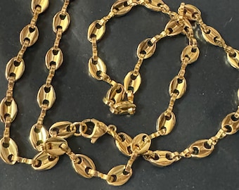 Collier long chaîne mariner grain de café plaqué or 5 mm 50 cm