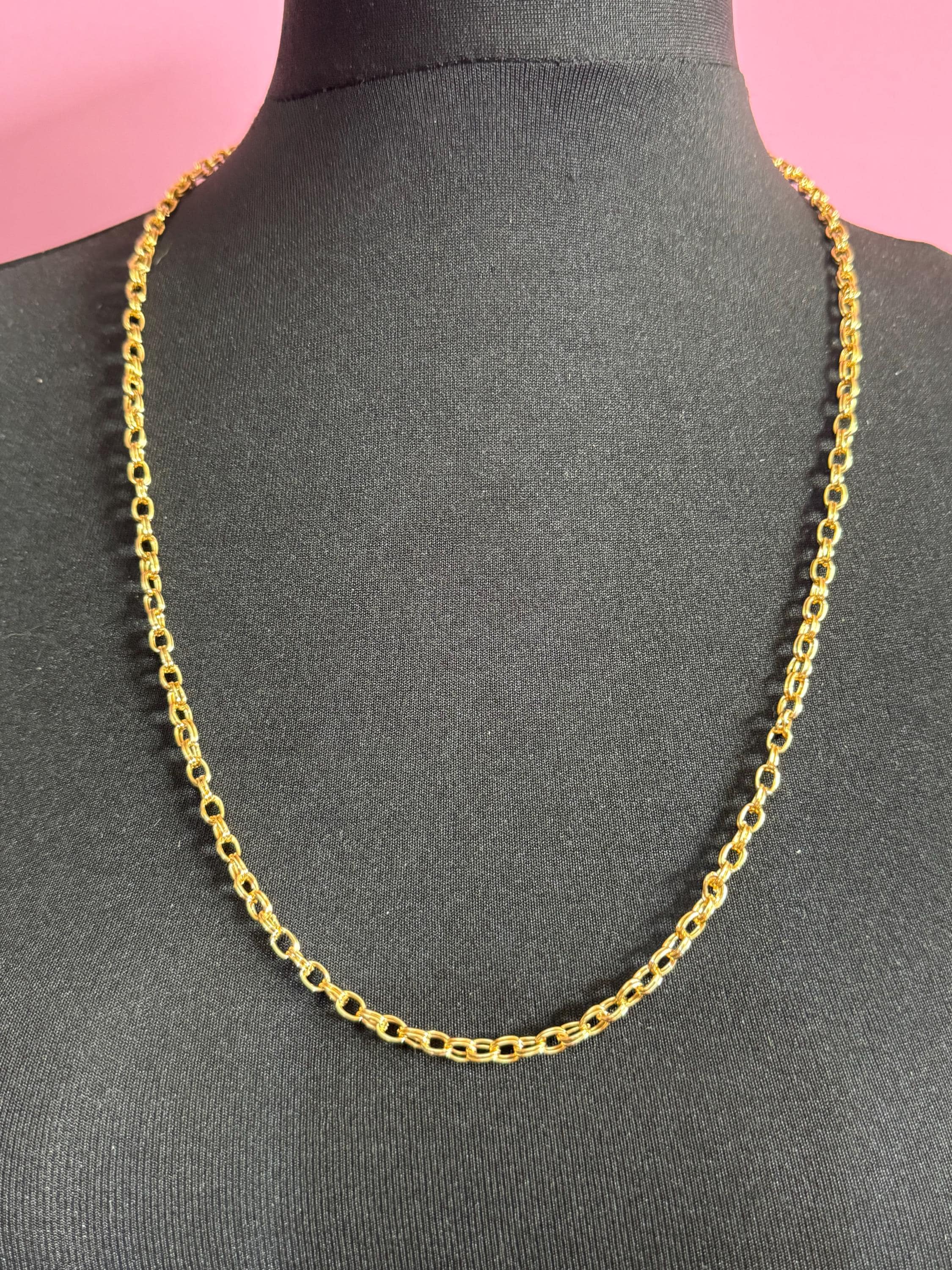 Chaîne Plaqué Or Maille Large 50 Cm - Style Vintage, Poids 21g, Unisexe
