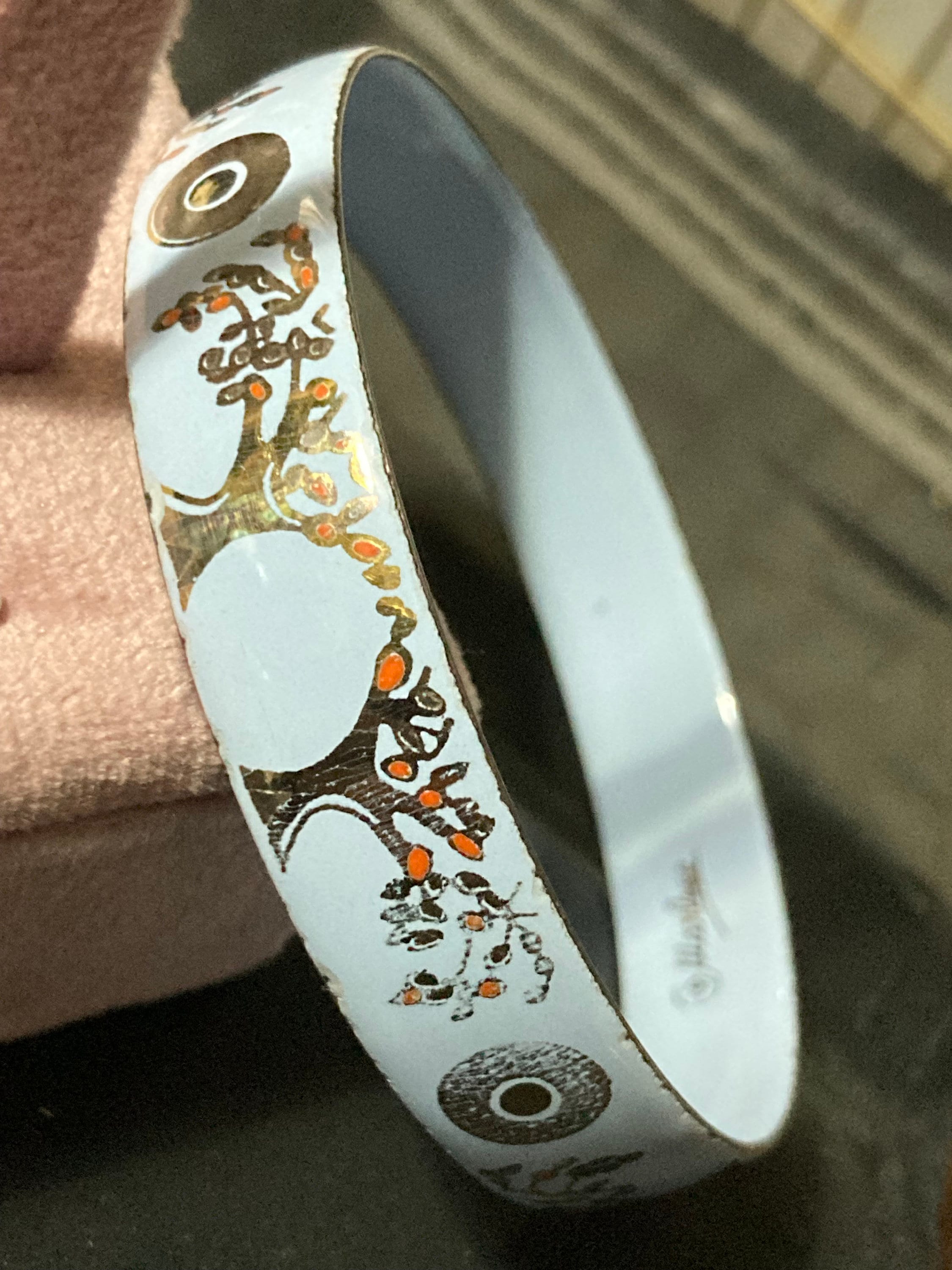 Michaela Frey Bangle, Light Blue Gold Enamel | Vintage Antique
