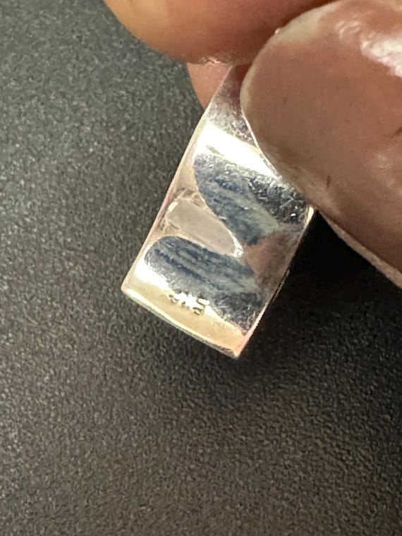 modernist planished rectangular pierced stud earr… - image 4