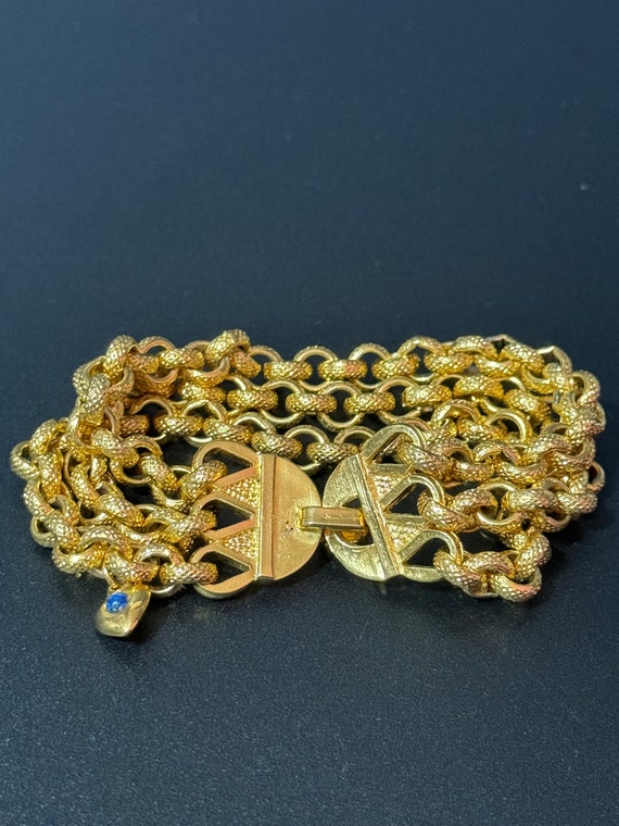 Vintage Etruscan style antique yellow gold tone 3… - image 7