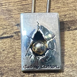Signed Sidney Carron silver and gold iconic abstract pendant necklace French designer