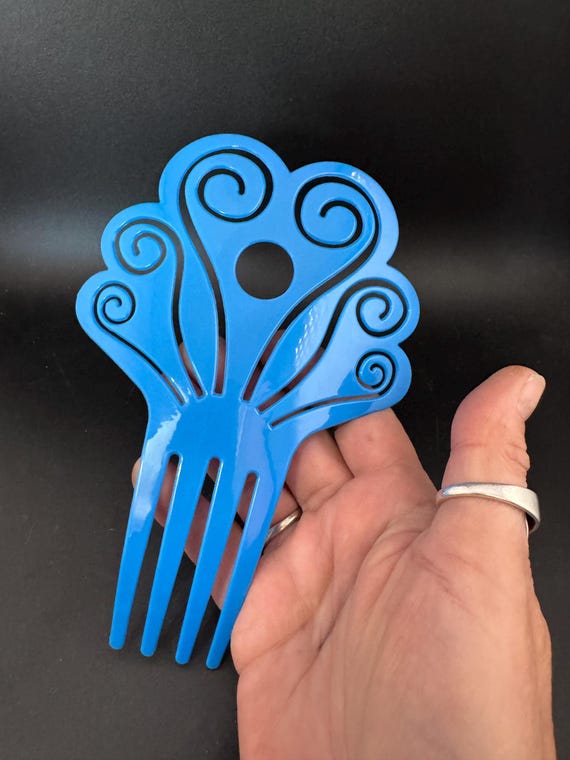 Vintage Large BLUE Openwork Plastic Traditional Spanish  display picture 1
