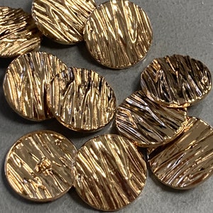 10 x 25mm gold tone round textured coat buttons