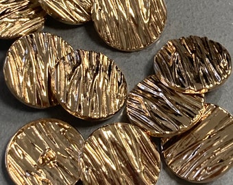 10 x 25mm gold tone round textured coat buttons