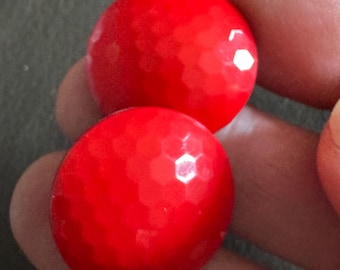 Bright red plastic button earrings : 1980s deadstock studs for pierced ears