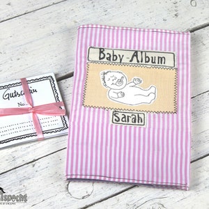 Analoges Babyalbum Stoff, kleines Retro Baby Geschenk image 1