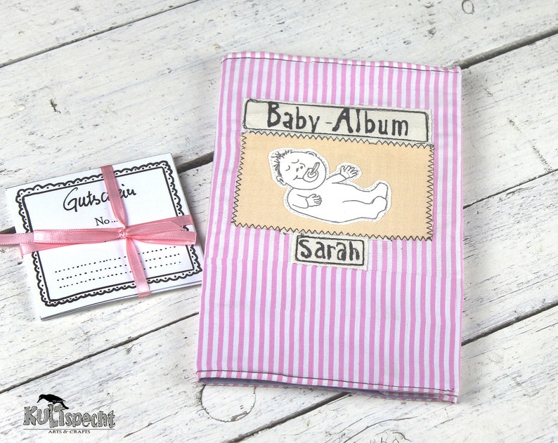 Analoges Babyalbum Stoff, kleines Retro Baby Geschenk image 1