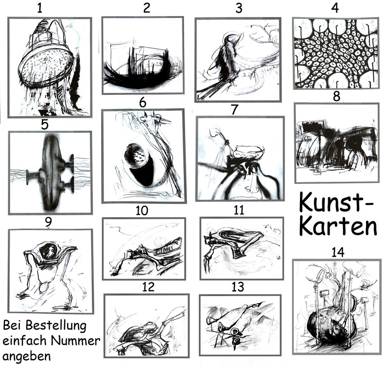 Kunstkarte Schwarz-weiß Zeichnung, mit Recyclingkuvert image 2