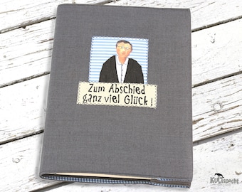 Book with fabric cover, on it an individual portrait of your choice