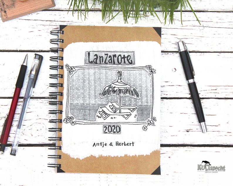 Reise Skizzenbuch Lanzarote, mit Personalisierung Hochformat / Buch